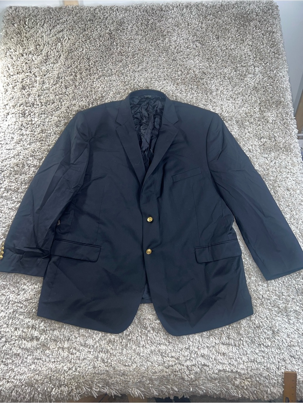 Jos. A. Bank Wool Black Two-Button Sport Coat with Gold Buttons 52R